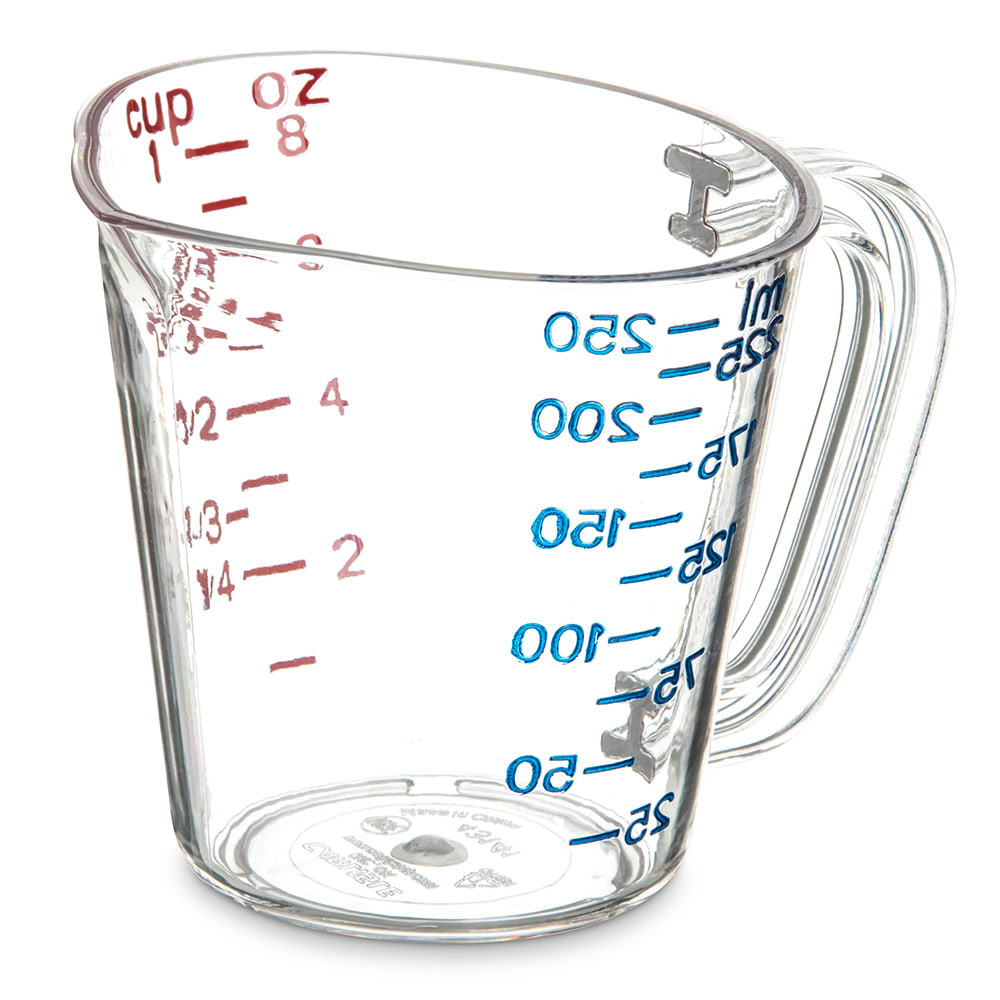 028-4314107 8 oz Oval Measuring Cup w/ Pour Spout & C-Handle, Polycarbonate, Clear