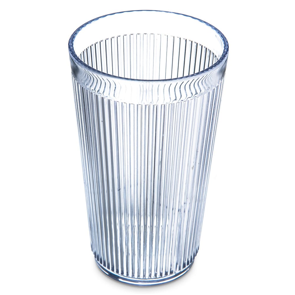028-401207 12 oz Clear Ribbed Plastic Tumbler