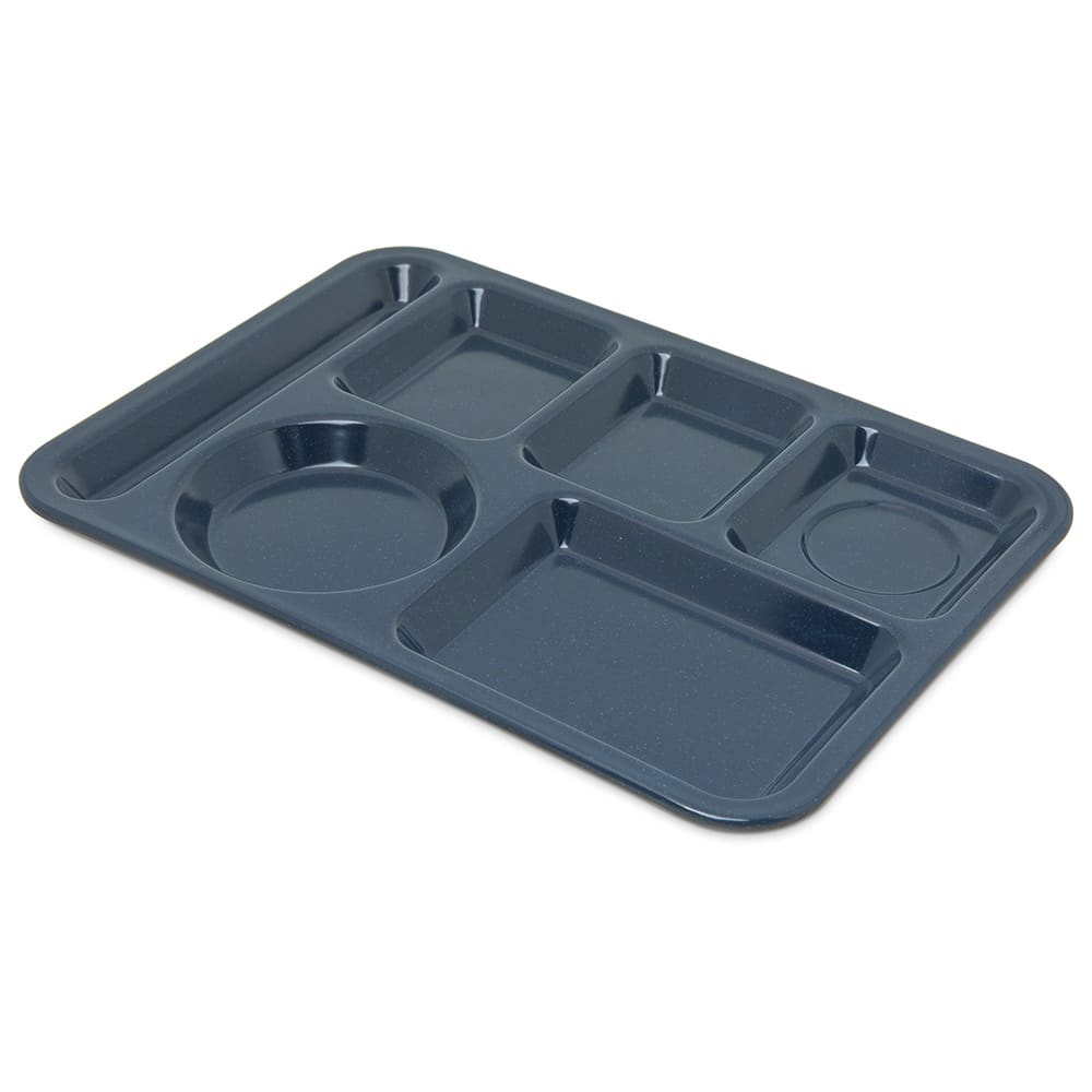 028-4398035 Melamine Rectangular Tray w/ (6) Compartments, 14" x 10", Cafe Blue