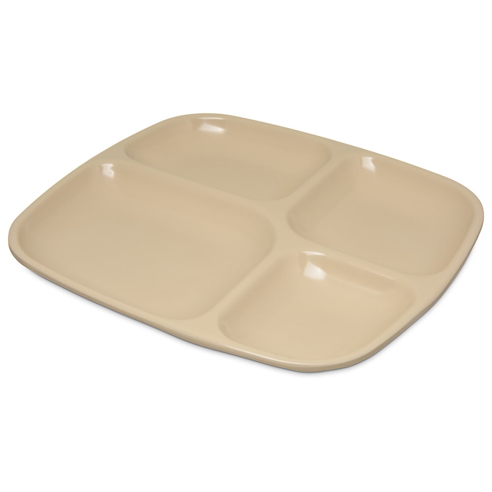 028-4398625 Melamine Rectangular Tray w/ (4) Compartments, 10 5/16" x 9 19/32", Tan