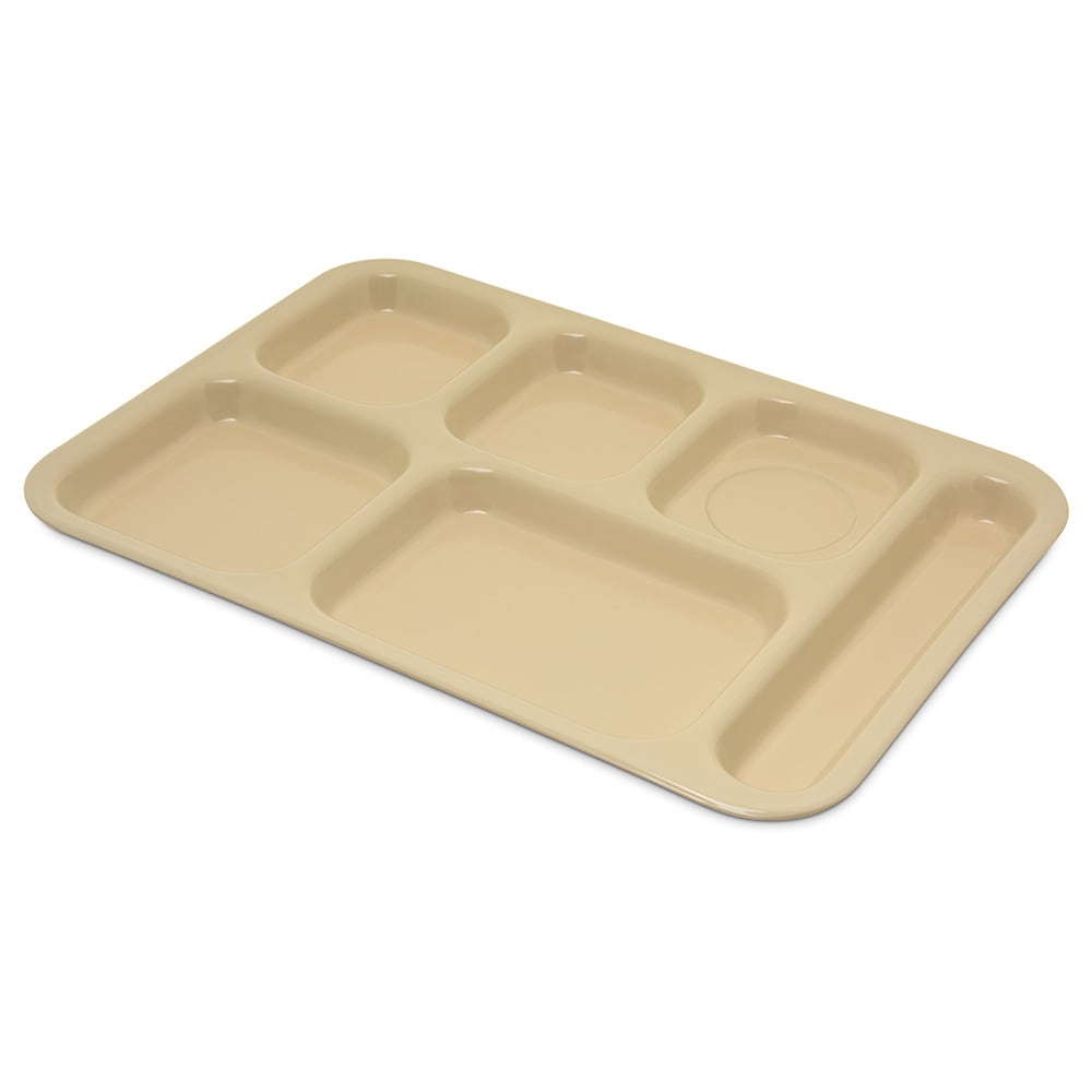 028-4398825 Melamine Rectangular Tray w/ (6) Compartments, 14 1/2" x 10", Tan