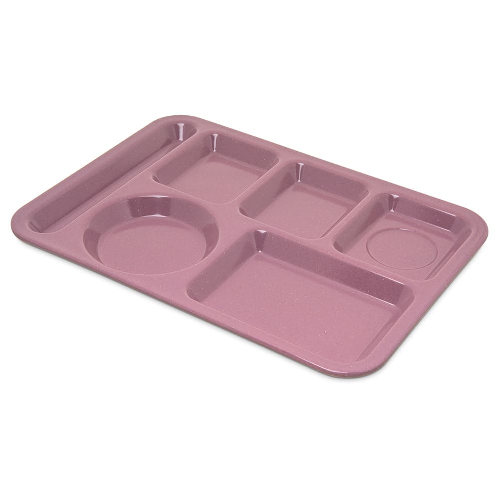 028-4398193 Melamine Rectangular Tray w/ (6) Compartments, 14" x 10", Rose Granite