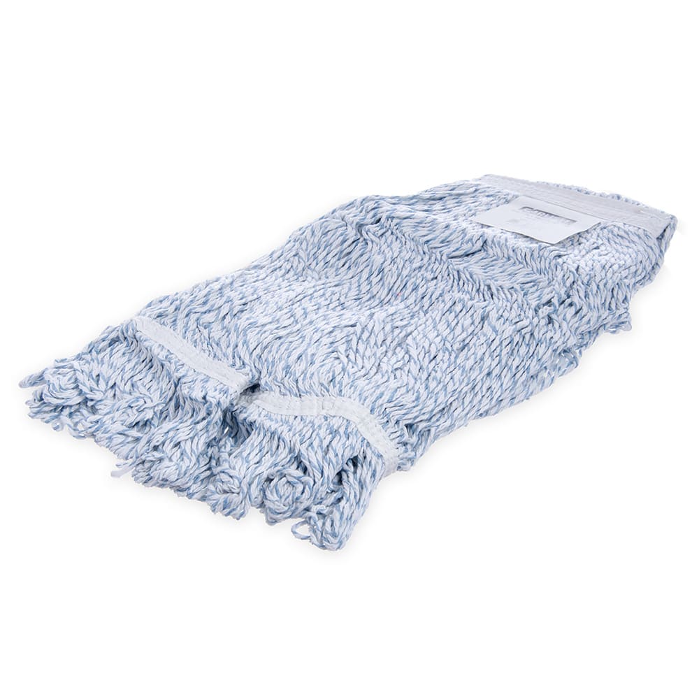 028-369670B14 Medium Finishing Mop Head - 4 Ply Rayon/Cotton, Blue/White