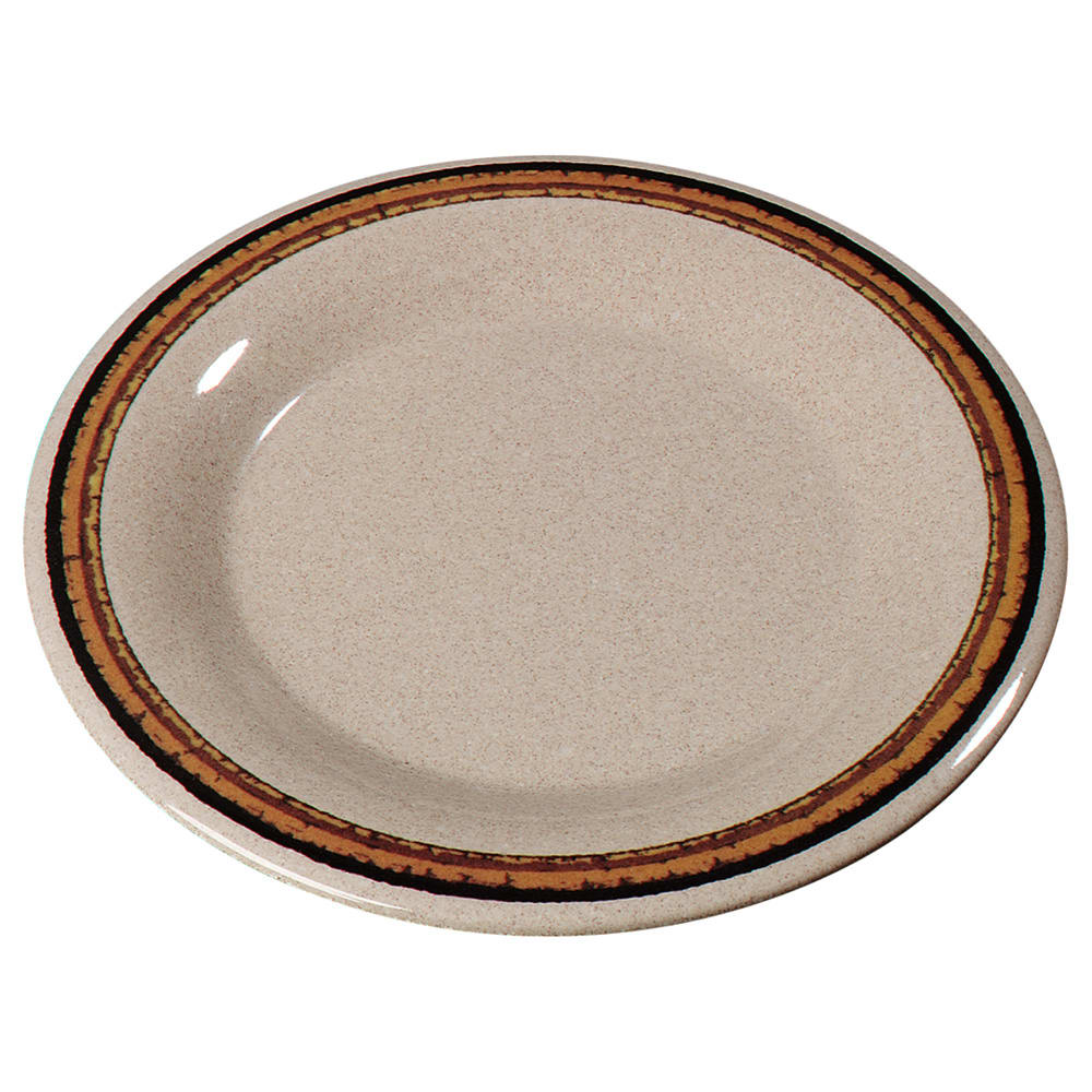 028-43019908 6 1/2" Melamine Pie Plate, Sierra Sand on Sand