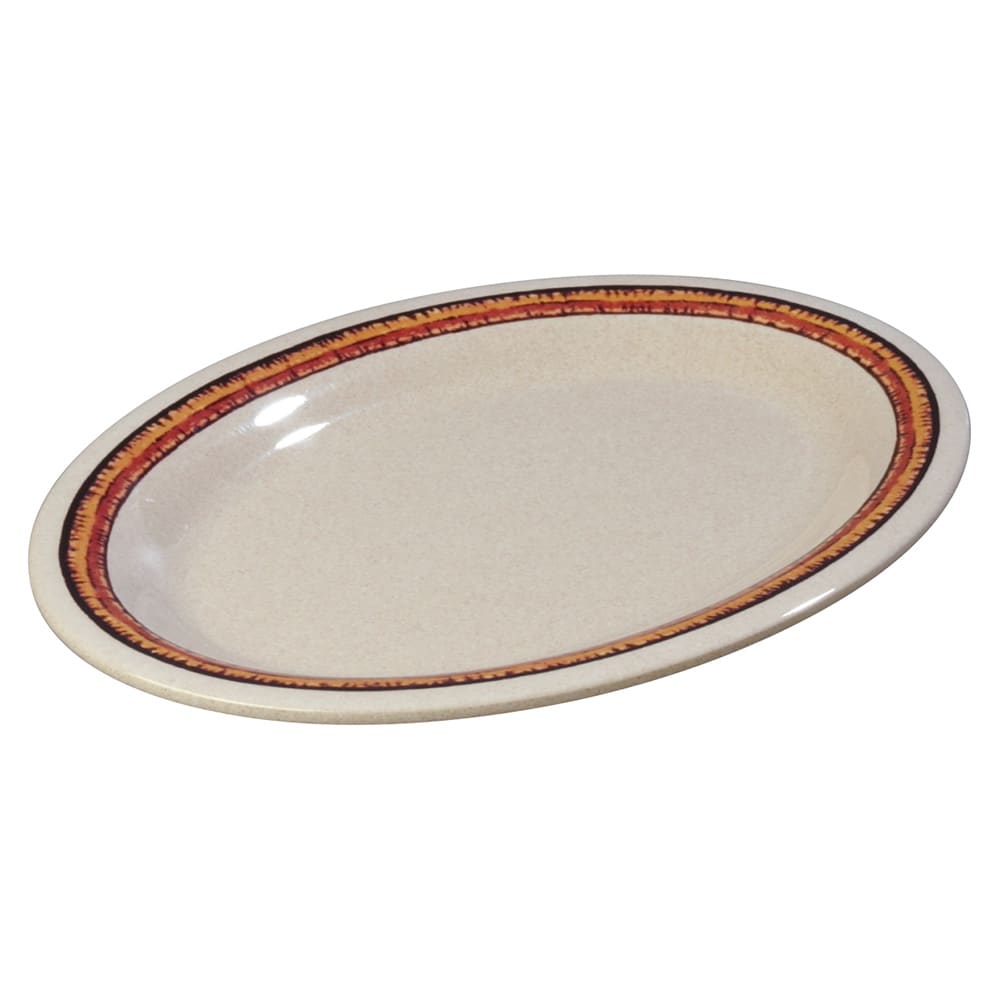 028-43083908 12" x 9-1/4" Oval Durus Platter - Melamine, Sierra Sand on Sand