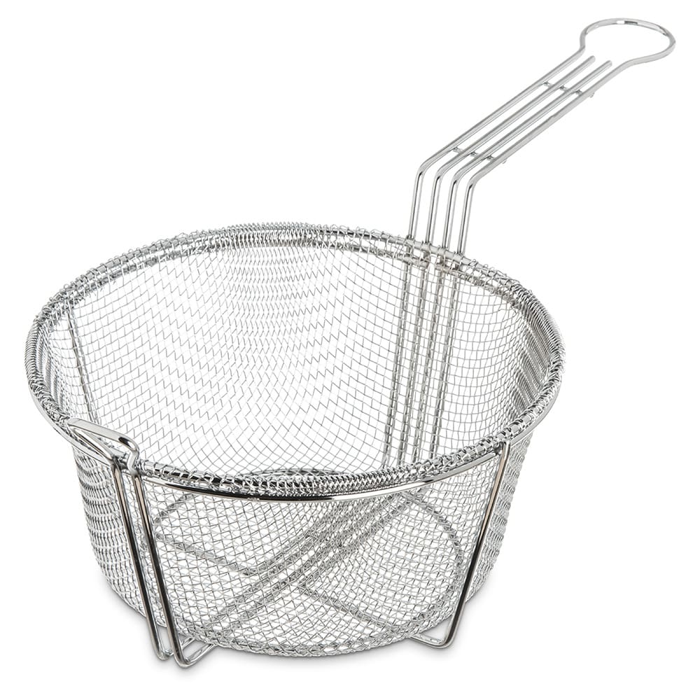 Carlisle 601000 Fryer Basket w/ Uncoated Handle & Front Hook, 8 3/4" Round x 4 3/4"