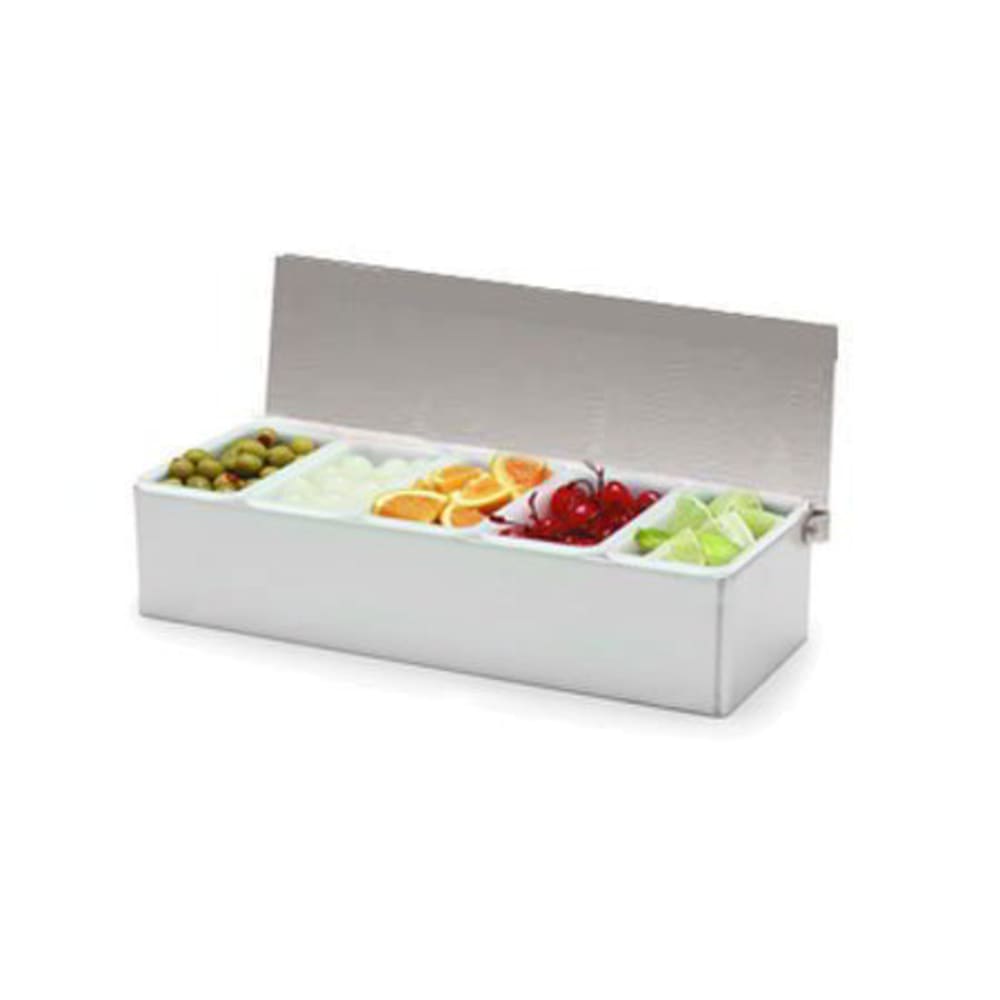 028-38705C Condiment Dispenser Caddy - (5)Pint Compartments, Countertop, Acrylic/Stainless