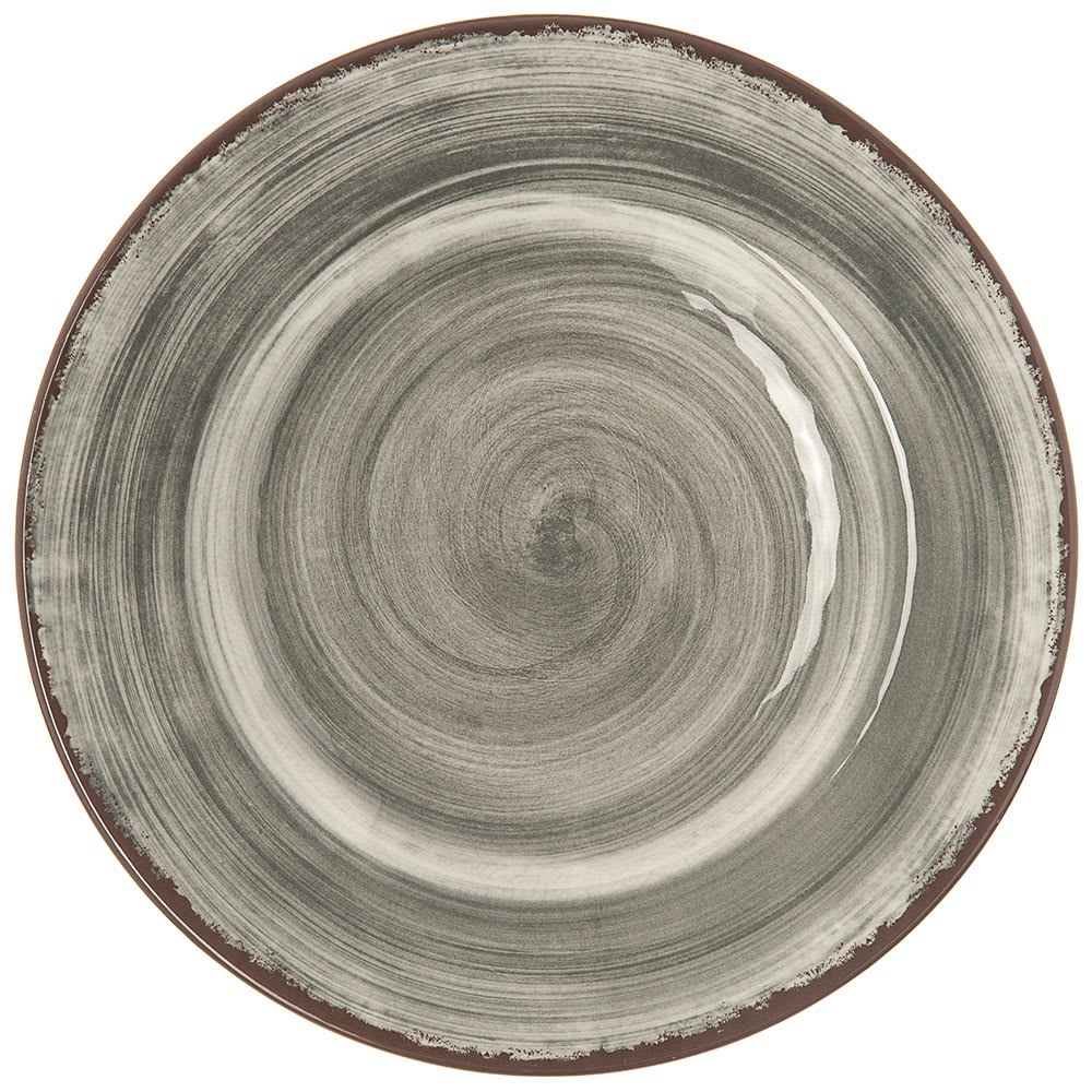 028-5400218 9" Round Melamine Salad Plate, Smoke Gray