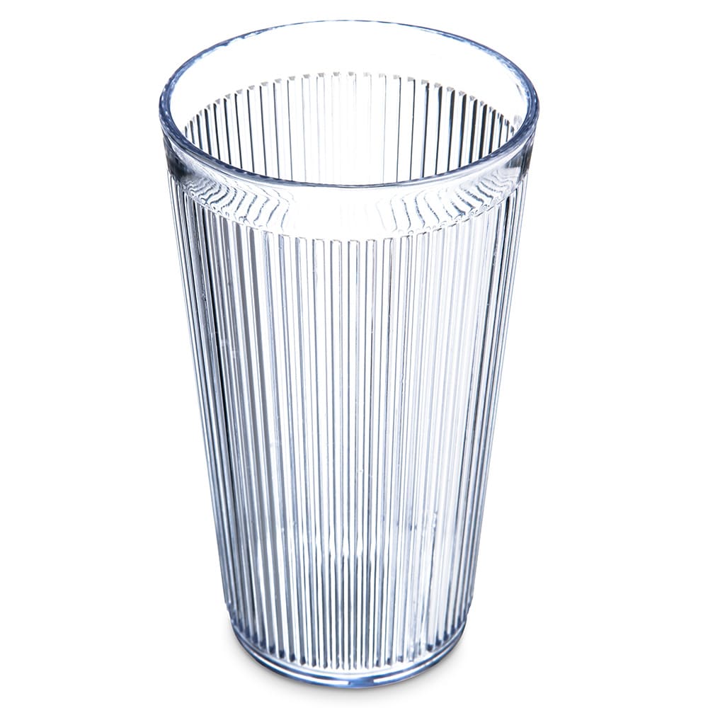 028-401607 16 oz Clear Ribbed Plastic Tumbler