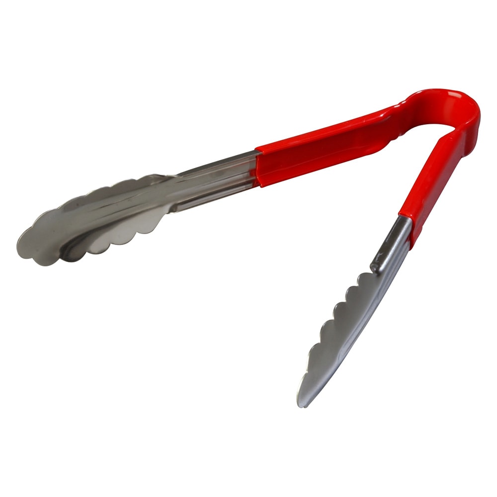 028-60756005 9 1/2" Stainless Utility Tongs, Red