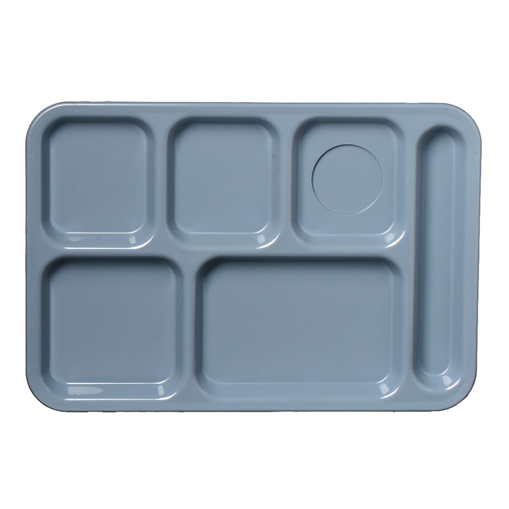 028-61459 Plastic Rectangular Tray w/ (6) Compartments, 13 7/8" x 9 7/8", Slate Blue