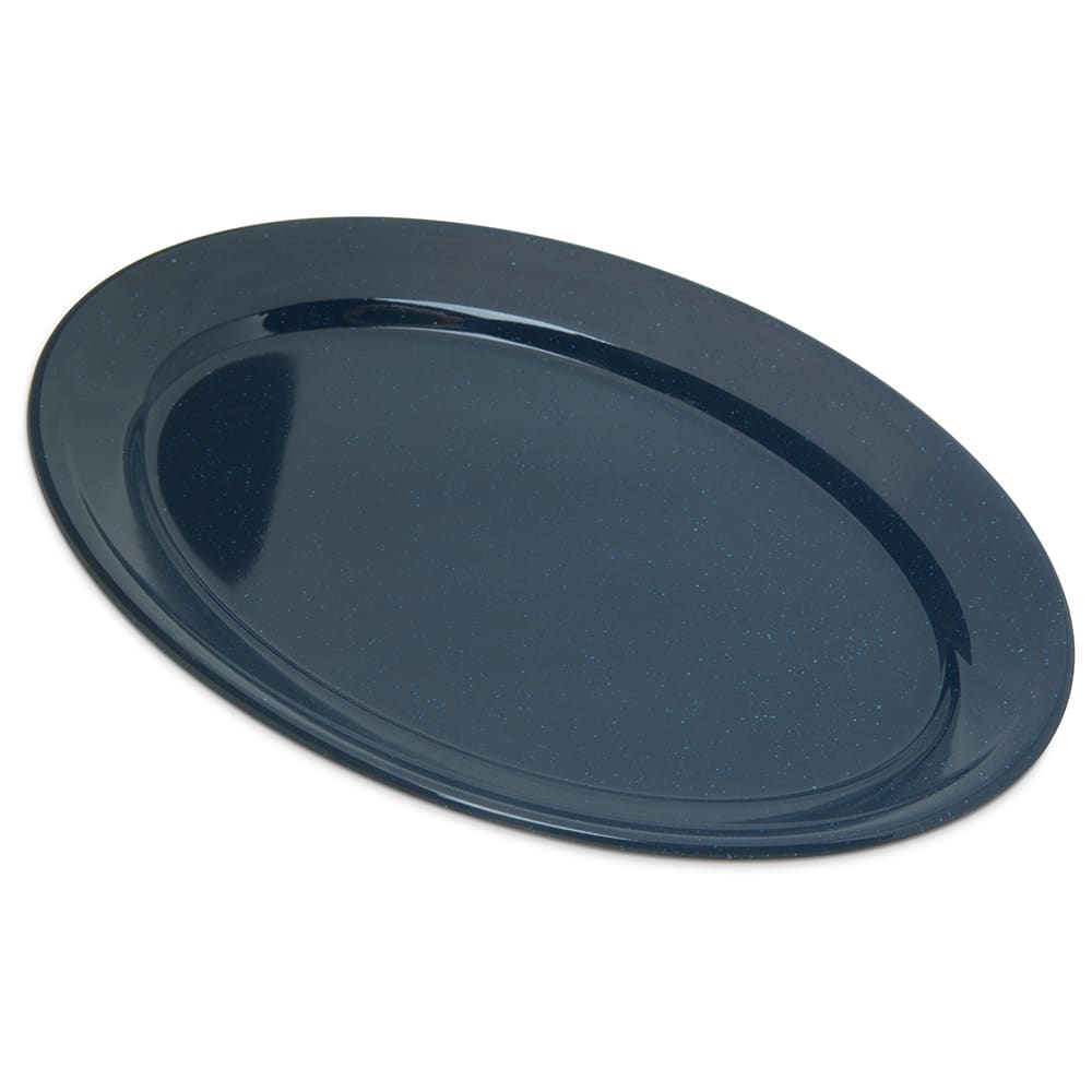 028-4356035 12"  x 8 1/2" Oval Dallas Ware Platter - Melamine, Cafe Blue