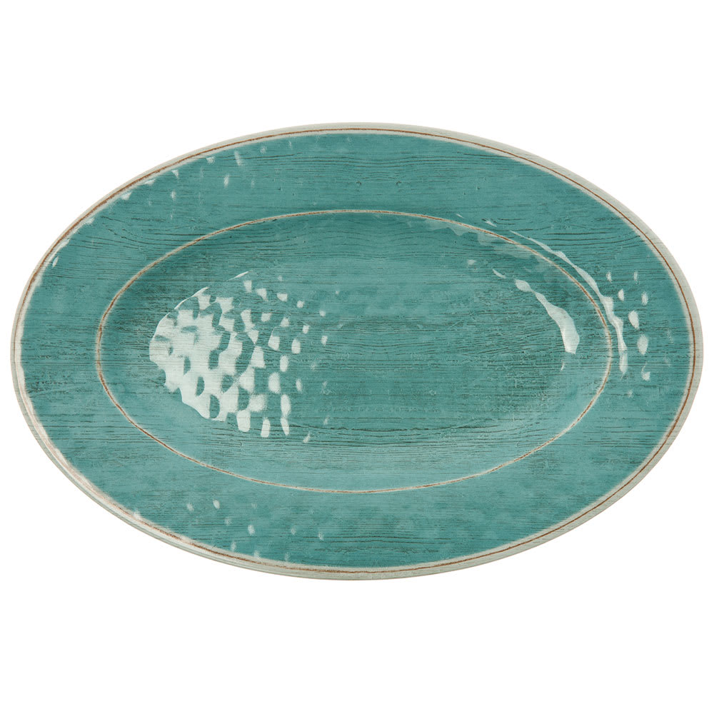 028-6402015 12" x 8" Oval Grove Platter - Melamine, Aqua