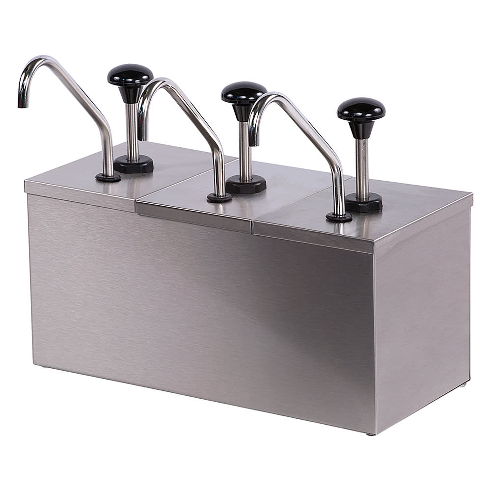 028-386230IB Topping Rail Condiment Dispenser w/ (3) Pumps, (1 1/4) oz Stroke, Stainless