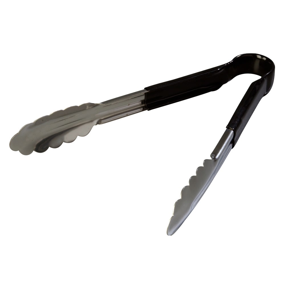 028-60756003 9 1/2" Stainless Utility Tongs, Black