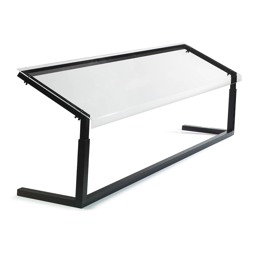 028-927203 73 1/4" Portable Sneeze Guard - Adjustable, Acrylic/Aluminum, Black