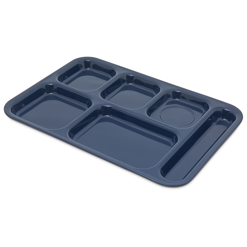 028-4398850 Melamine Rectangular Tray w/ (6) Compartments, 14 1/2" x 10", Dark Blue