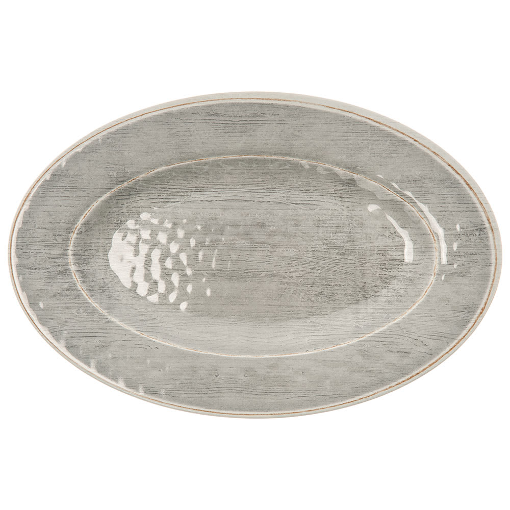 028-6402018 12" x 8" Oval Grove Platter - Melamine, Smoke Gray