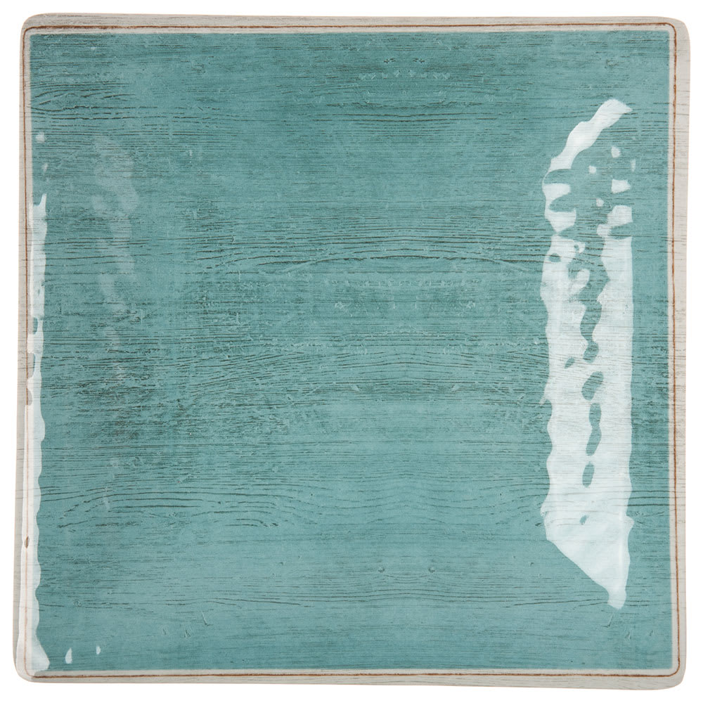 028-6402215 10 1/2" Square Melamine Dinner Plate, Aqua