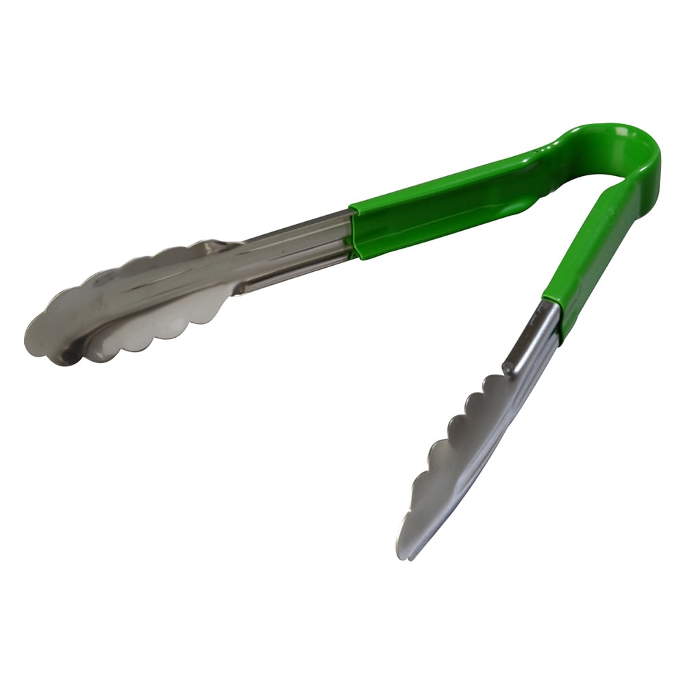 028-60756009 9 1/2" Stainless Utility Tongs, Green
