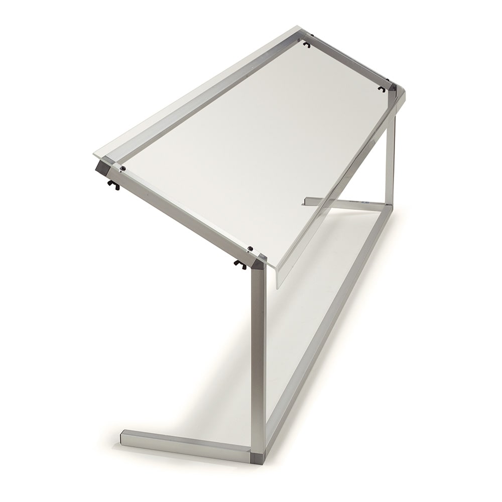 028-917207 73 1/4" Portable Sneeze Guard - FreeStanding, Acrylic/Aluminum, Silver