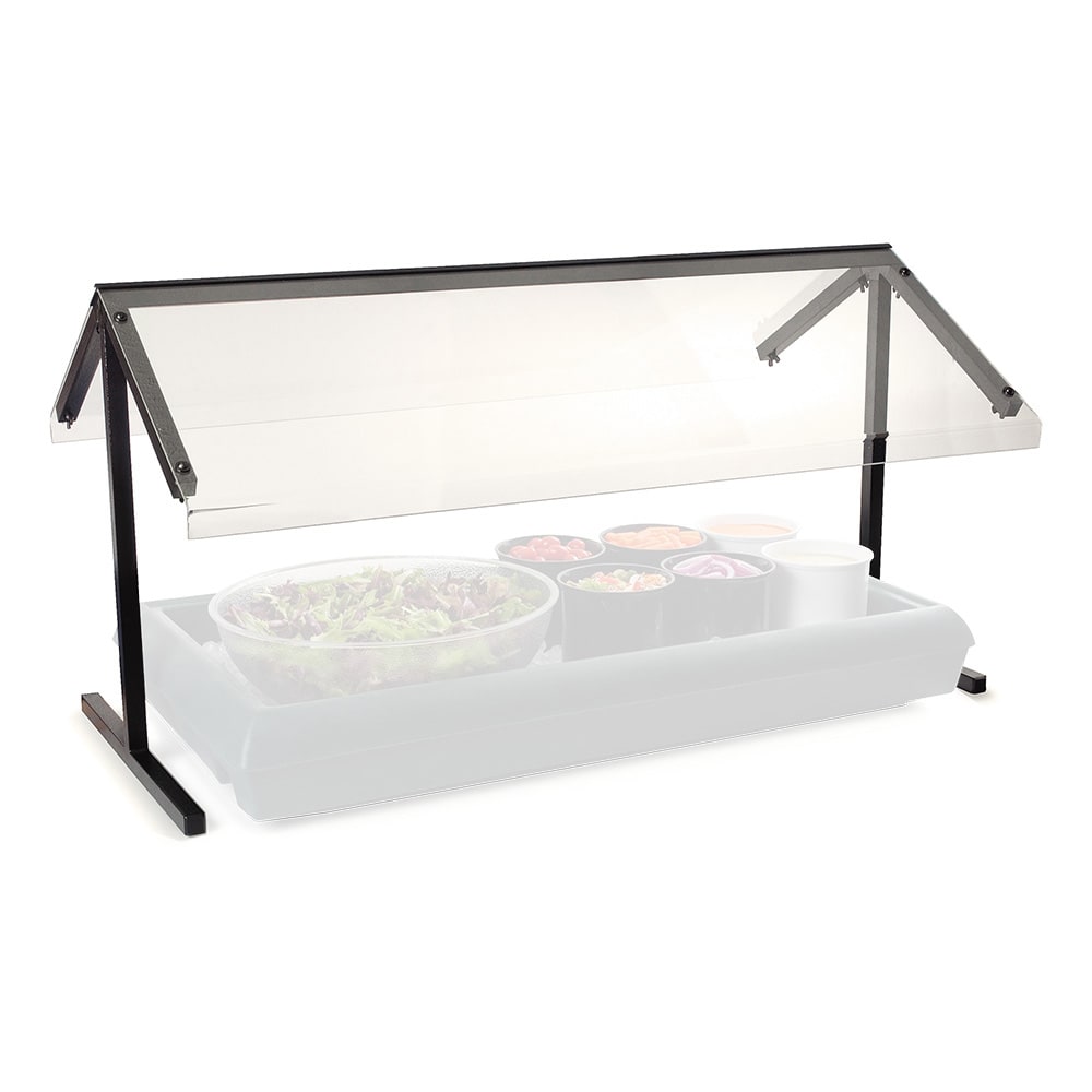 028-972003 48" Portable Sneeze Guard - Adjustable Double-Sided, Acrylic/Aluminum, Black