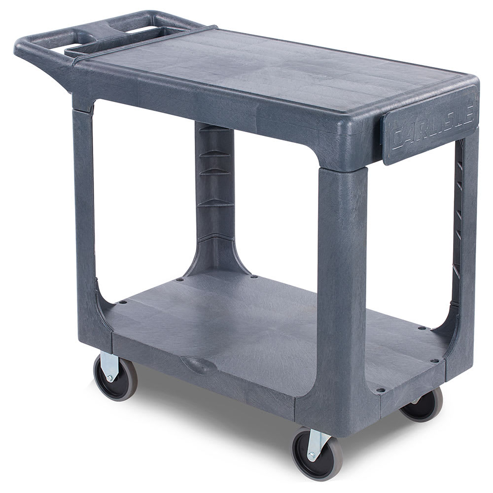028-UC194023 2 Level Polymer Utility Cart w/ 500 lb Capacity, Flat Ledges