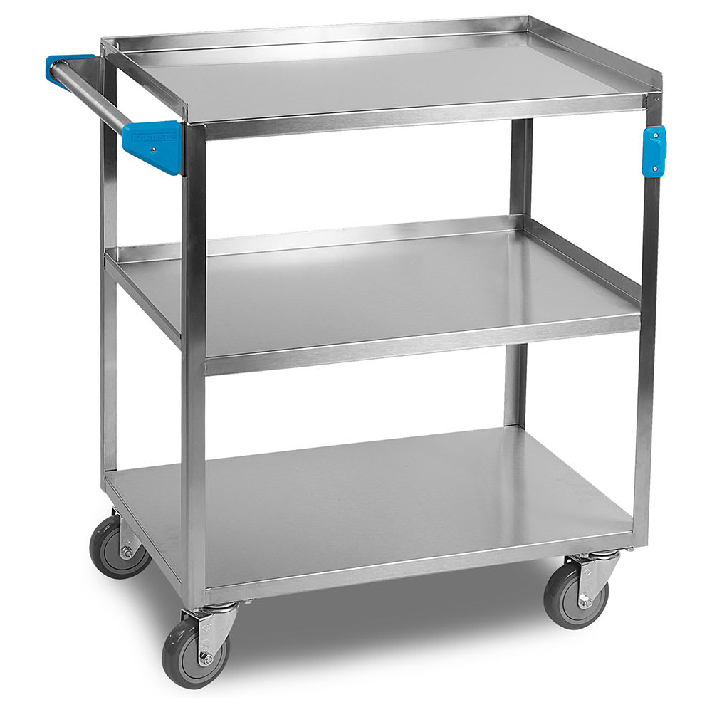 028-UC3031827 3 Level Stainless Utility Cart w/ 300 lb Capacity, Raised Ledges