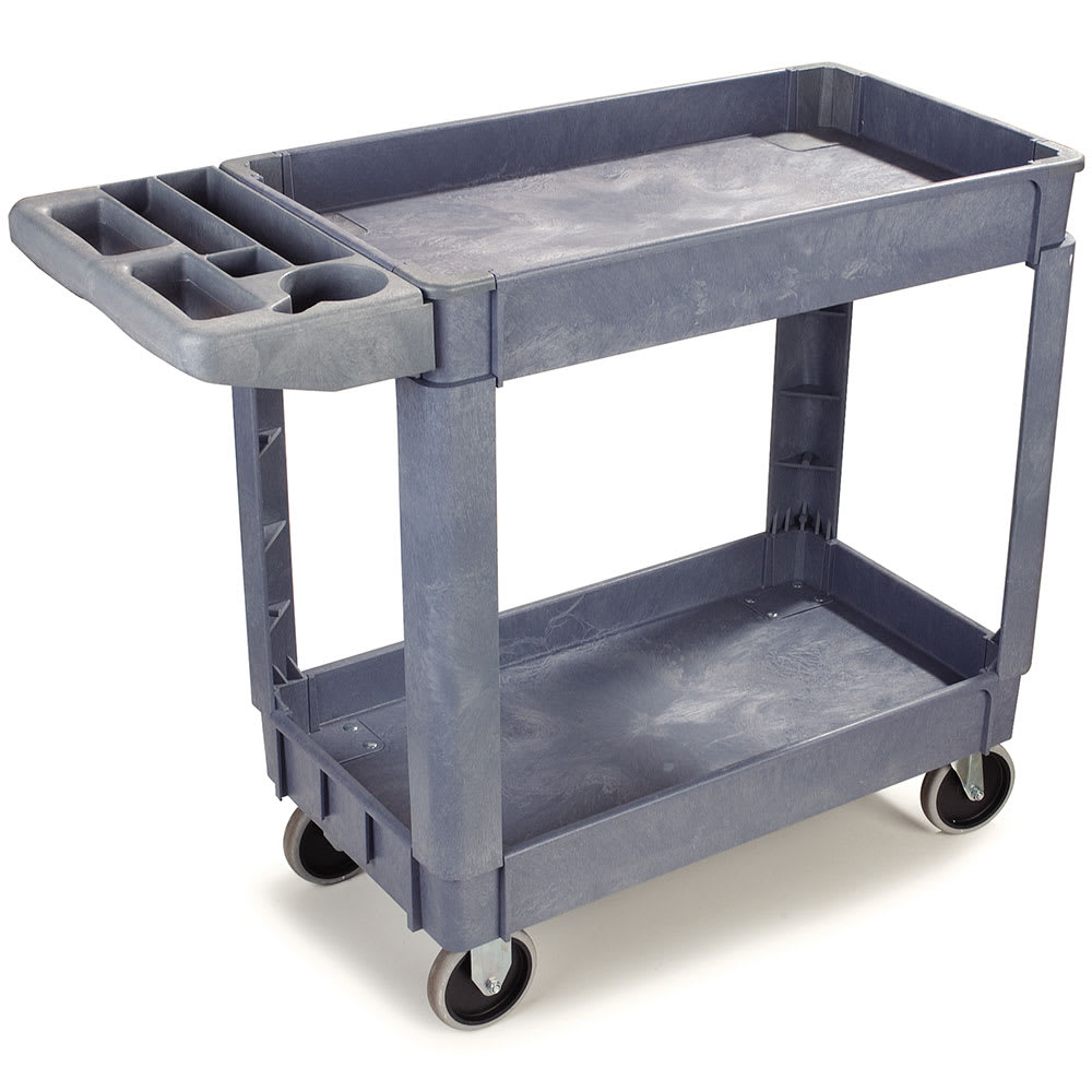 028-UC401823 2 Level Polymer Utility Cart w/ 500 lb Capacity, Raised Ledges