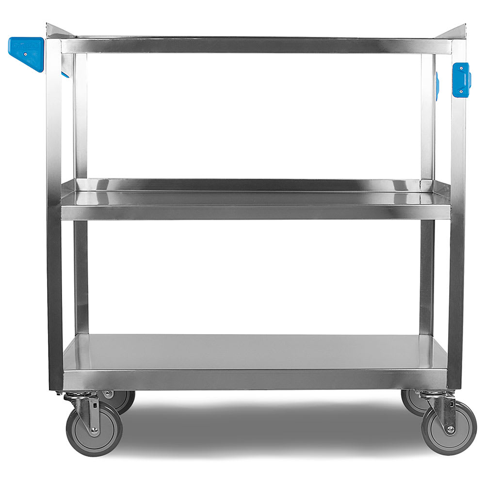 028-UC5032135 3 Level Stainless Utility Cart w/ 500 lb Capacity, Flat Ledges