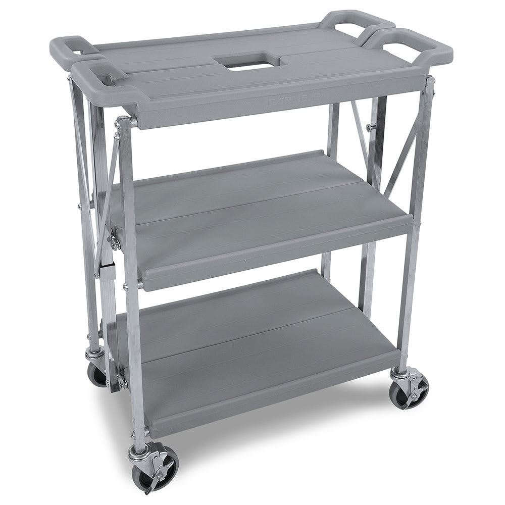 028-SBC152123 3 Level Polymer Utility Cart w/ 350 lb Capacity, Flat Ledges