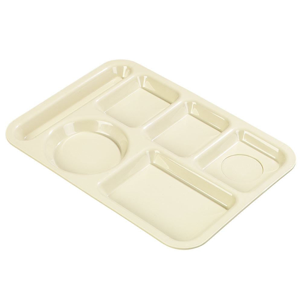 028-P61425 Plastic Rectangular Tray w/ (6) Compartments, 13 7/8" x 10", Tan