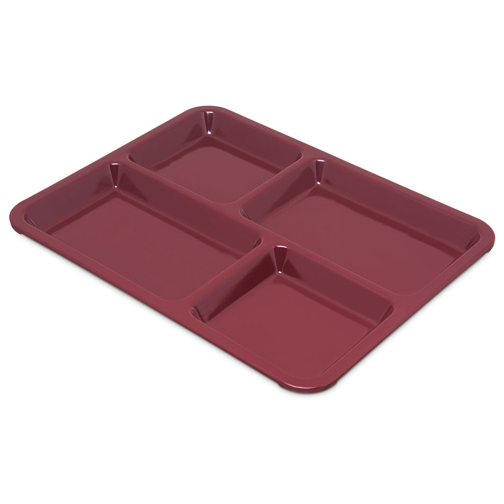 028-KL44485 Melamine Rectangular Tray w/ (4) Compartments, 11" x 8 1/2", Dark Cranberry