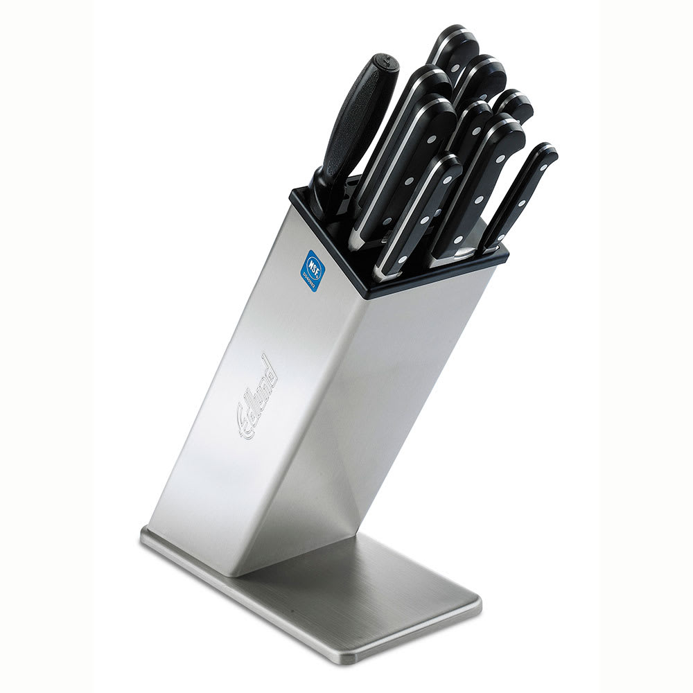 034-KBS2002 Knife Block, 6 Open Slots, 12"H, Stainless Steel Housing & Base