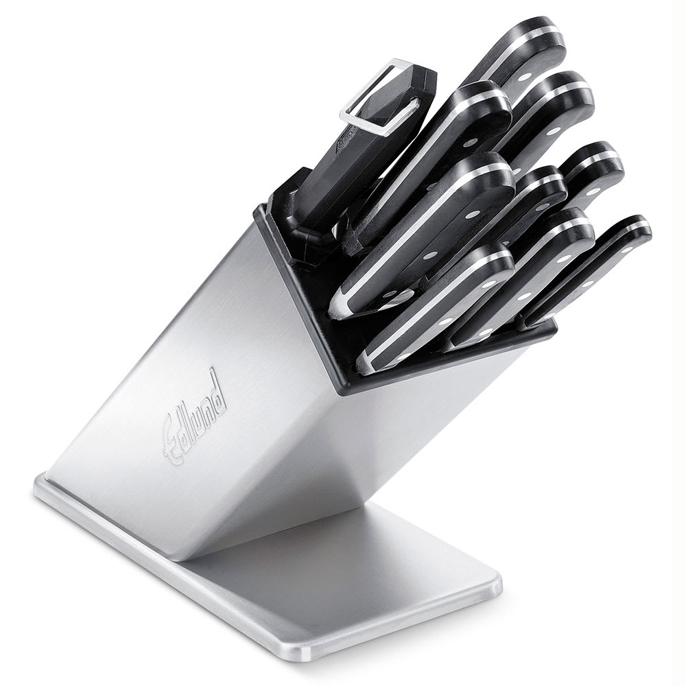 034-KBS2006 Knife Block, 6 Open Slots, 9"H, Stainless Steel Housing & Base