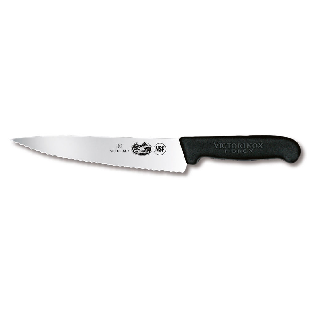 Victorinox - Swiss Army 5.2033.19-X1 Wavy Chef's Knife w/ 7 1/4" Blade, Black Fibrox® Nylon Handle