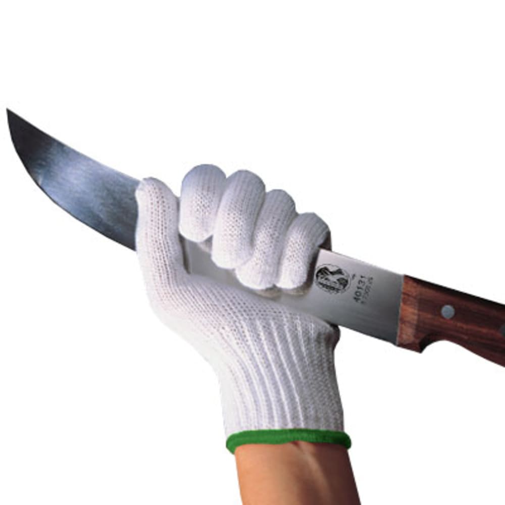 Victorinox - Swiss Army 7.9049.M Medium Cut Resistant Glove - Blended Material, White w/ Green Wrist Band