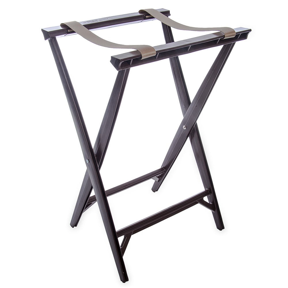 028-C3630W11 Folding Tray Stand - 19 3/4 x 16 43/64" x 30 1/2", (2) Black Straps, Walnu...