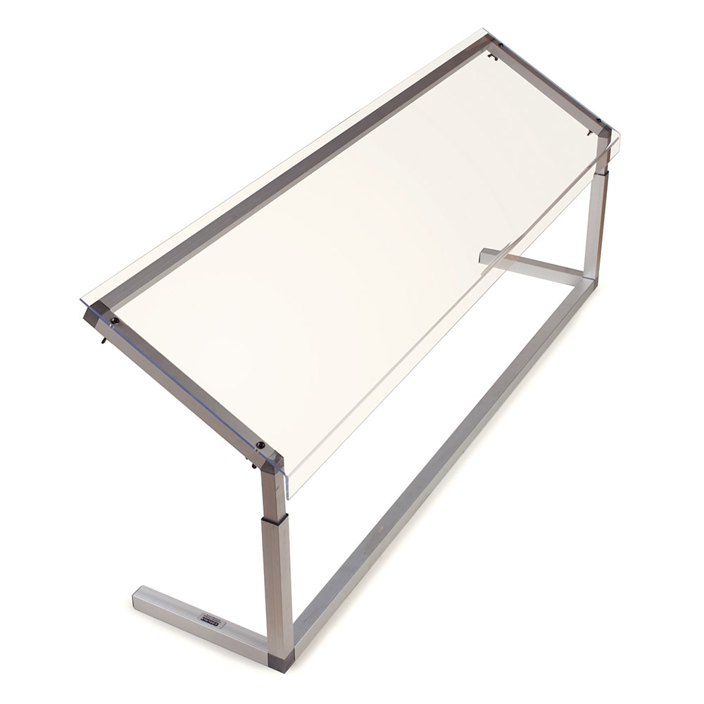 028-926007 60" Portable Sneeze Guard - Free-Standing, Adjustable, Acrylic/Aluminum, Silver