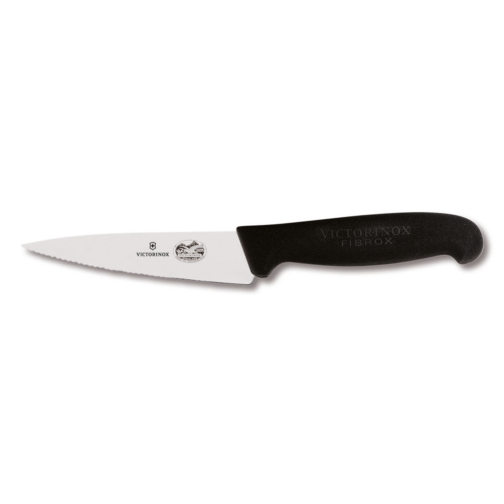 Victorinox - Swiss Army 5.2033.12-X1 Wavy Mini Chef's Knife w/ 5" Blade, Black Fibrox Handle