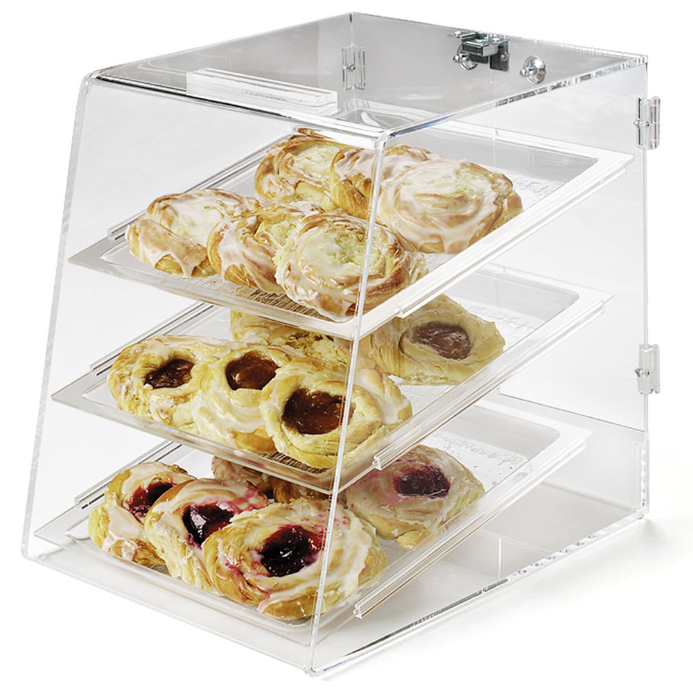 028-SPD300KD07 3 Tier Pastry Display Case - Slant-Front, Unassembled, Acrylic, Clear