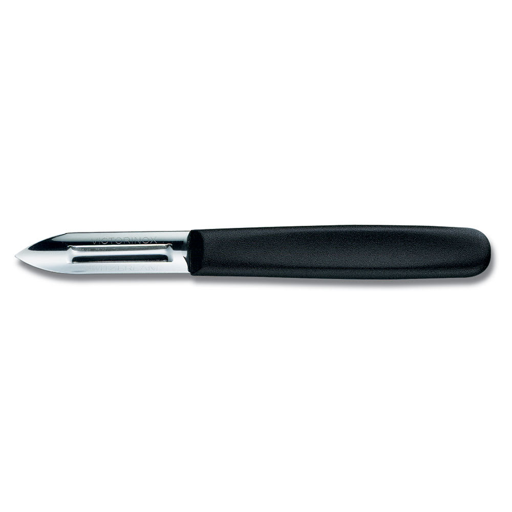 Victorinox - Swiss Army 5.0203.S 2 1/4" Peeler for Right or Left Hand, Black Polypropylene Handle