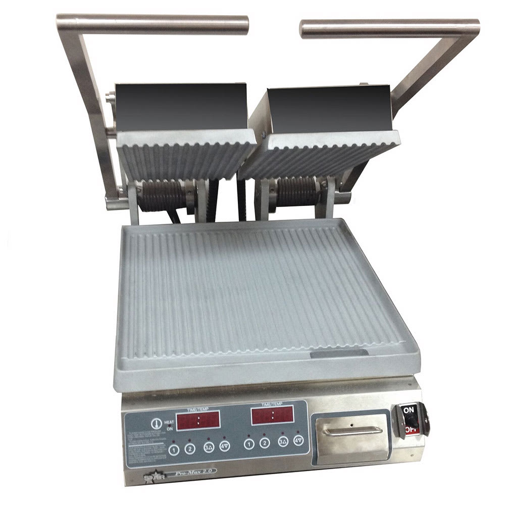 062-CG14SPT240 Double Commercial Panini Press w/ Aluminum Grooved Plates, 240v/1ph