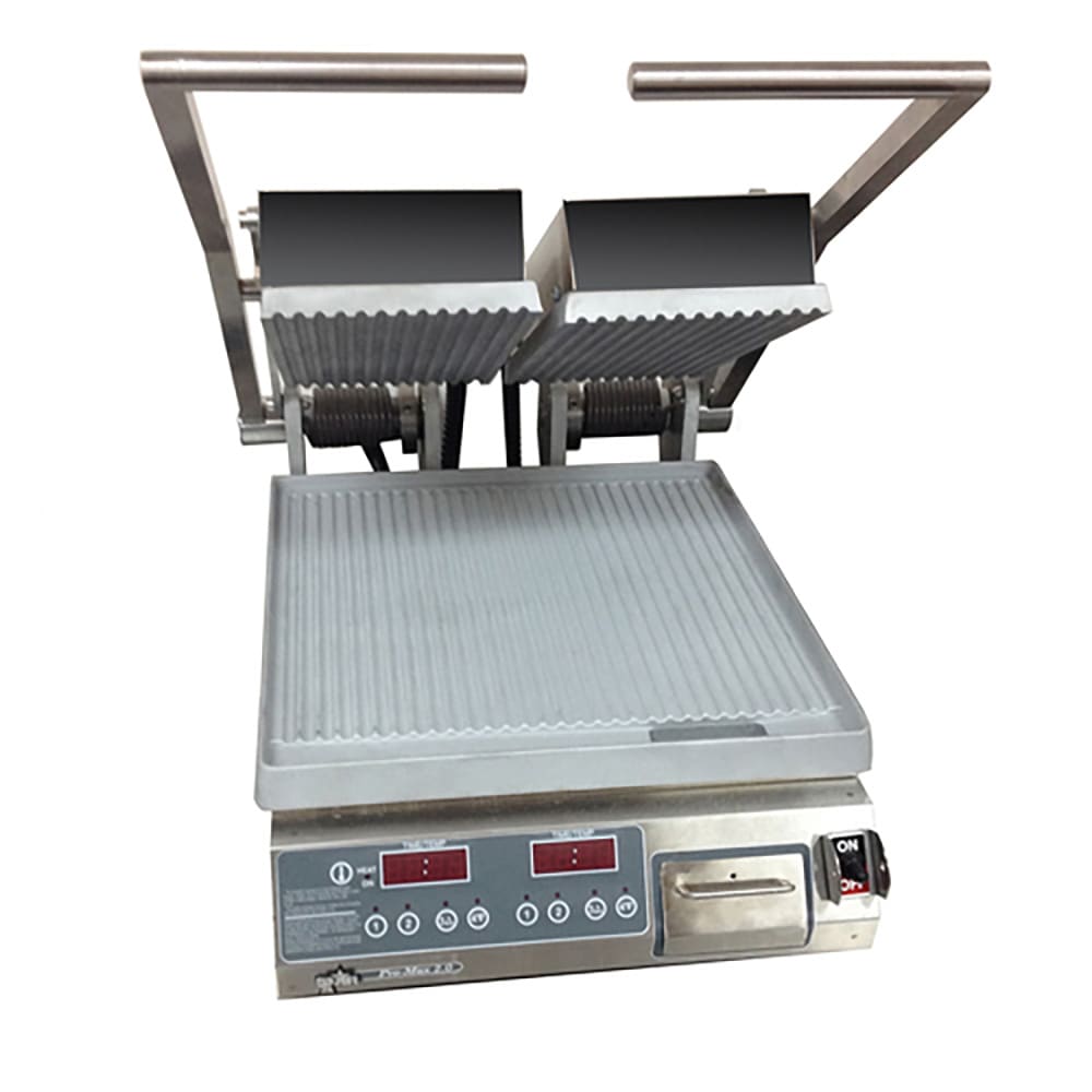 062-CG14SPT240 Double Commercial Panini Press w/ Aluminum Grooved Plates, 240v/1ph