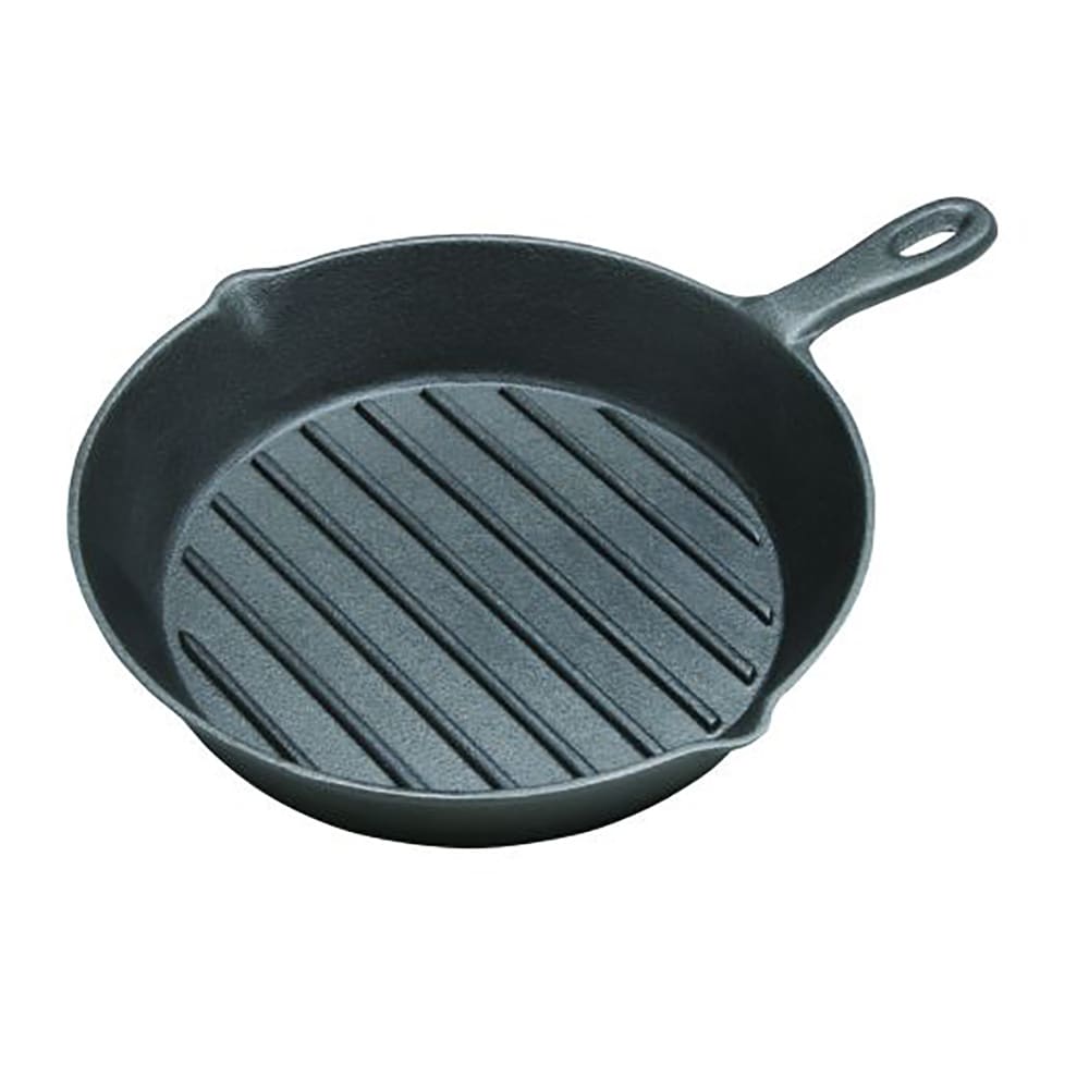 Tomlinson 1024972 Cast Iron Ribbed 2" D Grill Pan w/ Handle, 11 1/4" Diam.