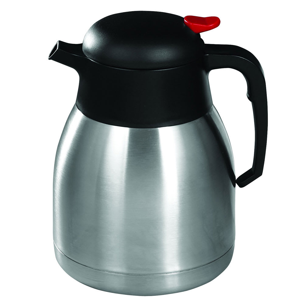 080-CF12 1 1/5 liter Carafe w/ Bliterack & Orange Push Button Top, Stainless