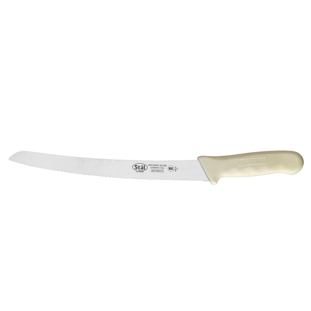 Winco KWP-91 9 1/2" Bread Knife w/ Wavy Edge Curve, High Carbon Steel