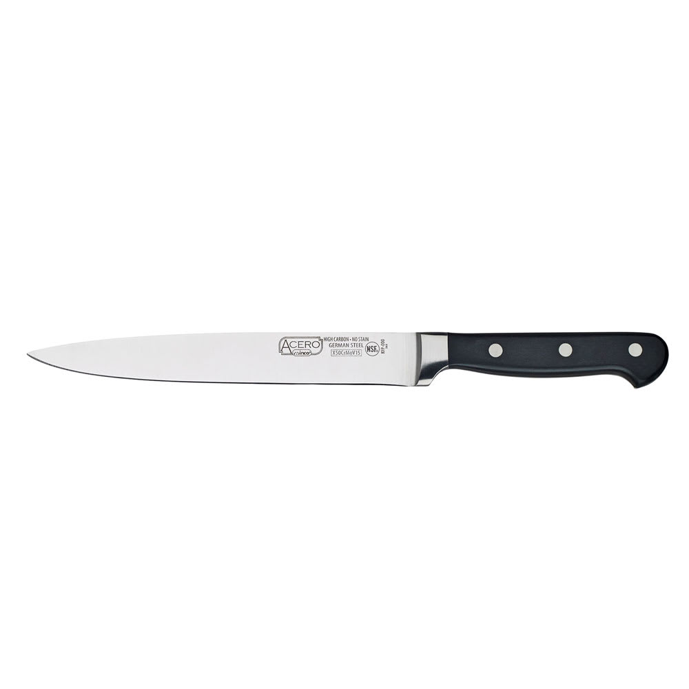080-KFP81 8" Slicer, 1 Piece Full Tang, Forged Carbon Steel, POM Handle