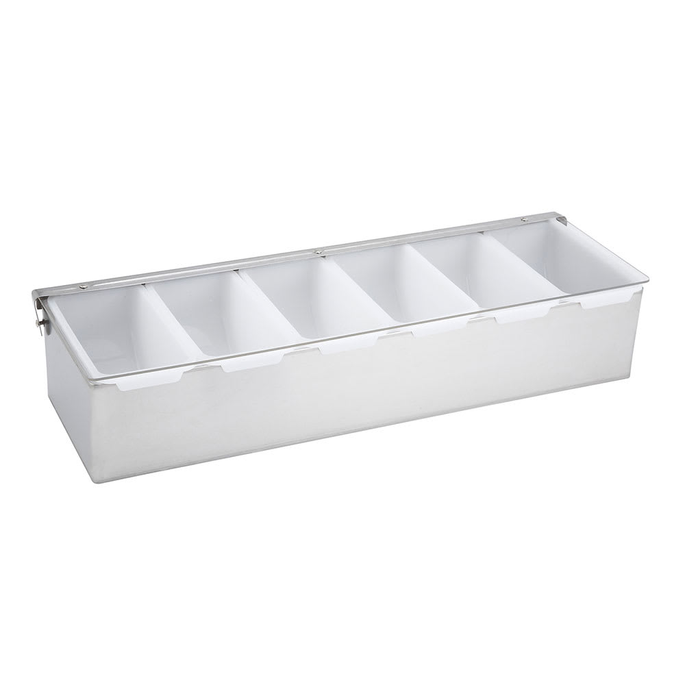 080-CDP6 (6) Compartment Bar Garnish Tray - Flat Hinged Lid