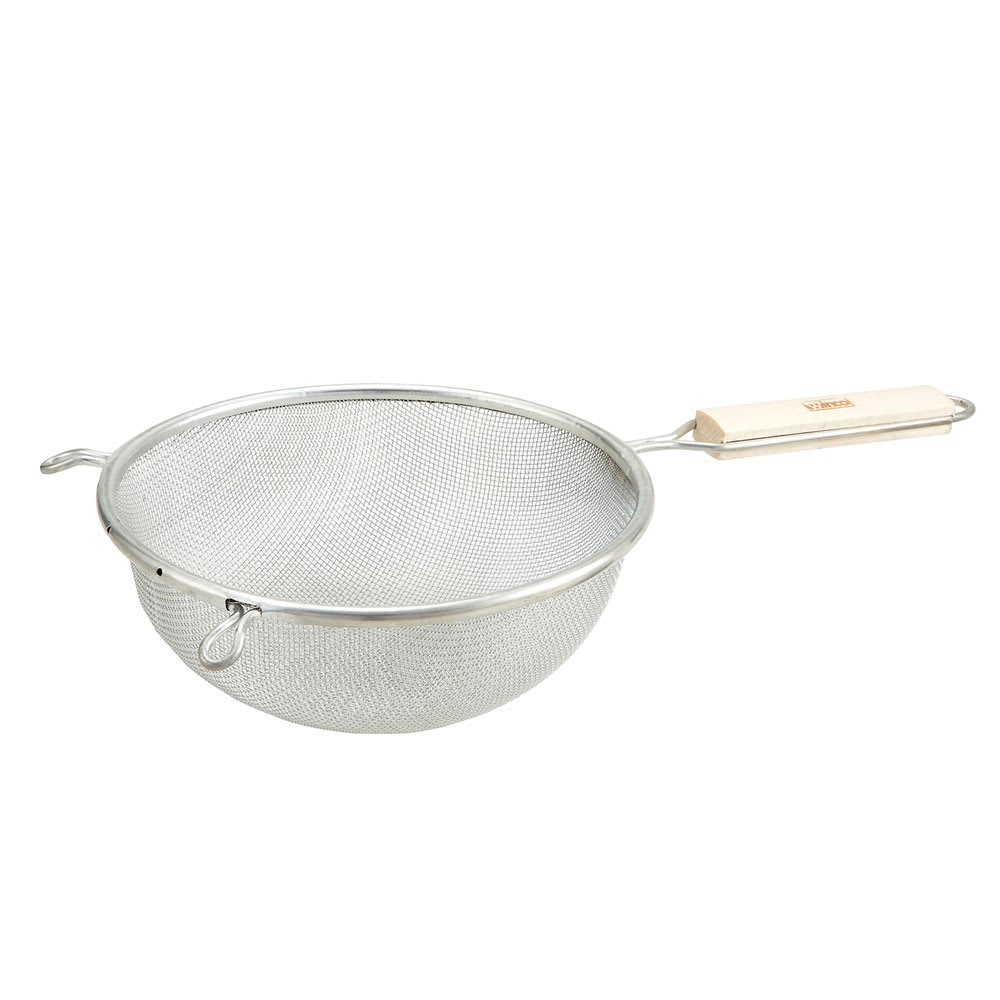 080-MST8S 8" Round Strainer w/ Single Tinned Mesh & Wood Handle, Medium